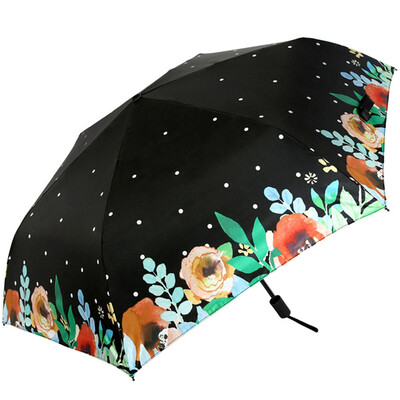 

Heaven umbrella UPF50 hit the black rubber carbon fiber three fold ultra-light sun umbrella sunny umbrella 31816E black