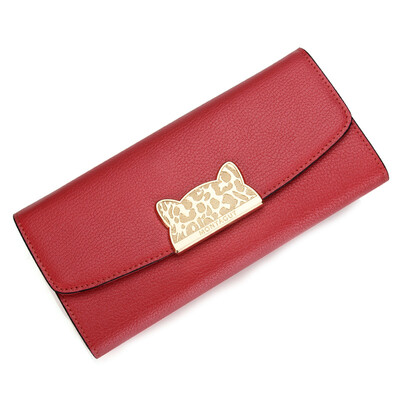 

Montessori MONTAGUT long wallet female cowhide fold fold multi-card Korean version of the cat cat cute money wallet R5322069242 watermelon red