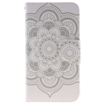 

White flowers Design PU Leather Flip Cover Wallet Card Holder Case for LG K10