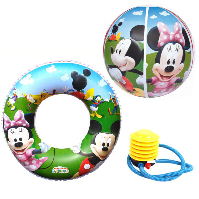 

Disneyland Disney children's swim suit (swim ring + beach ball, inflatable pump, suitable for children aged 3-6 swimming, playing