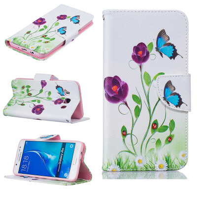 

Blue butterfly Design PU Leather Flip Cover Wallet Card Holder Case for SAMSUNG Galaxy J5 2016/J510