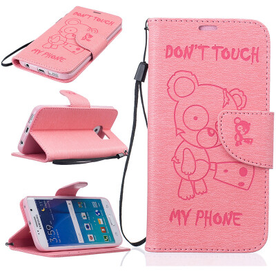 

Pink Bear Style Embossing Classic Flip Cover with Stand Function and Credit Card Slot for SAMSUNG Galaxy S7