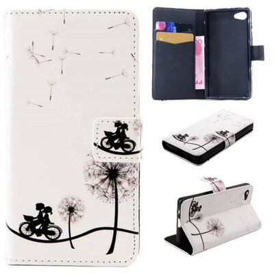 

Bike and dandelion Design PU Leather Flip Cover Wallet Card Holder Case for SONY Xperia Z5 Compact/Mini