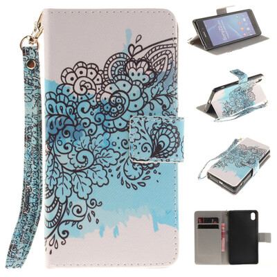 

Butterfly flowers Design PU Leather Flip Cover Wallet Card Holder Case for SONY Xperia Z2