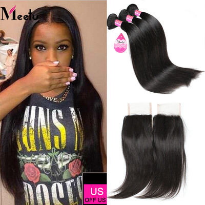 

3 Bundle Deals Peruvian Straight Hair With Closure Peruvian Virgin Hair With Closure Straight Virgin Human With Closure