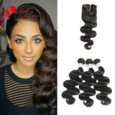 

Indian Body Wave With Closure 7A Indian Human Hair 3 Bundles With Closure Indian Virgin Hair Body Wave With Closure