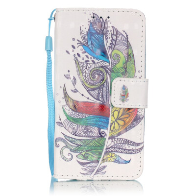 

Colourful Plumes Design PU Leather Flip Cover Wallet Card Holder Case for SAMSUNG A310