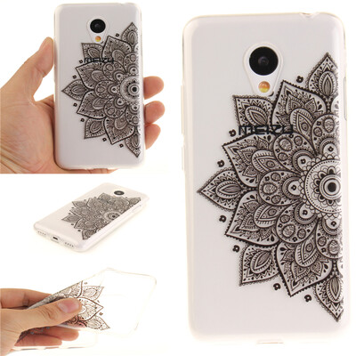 

Black half flower Pattern Soft Thin TPU Rubber Silicone Gel Case Cover for MEIZU MX3
