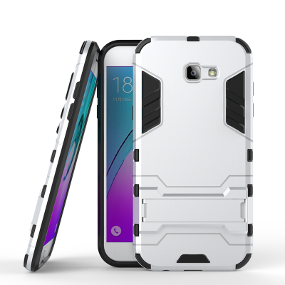 

Silver Slim Robot Armor Kickstand Shockproof Hard Rugged Rubber Back Case For SAMSUNG Galaxy A7 2017/A720