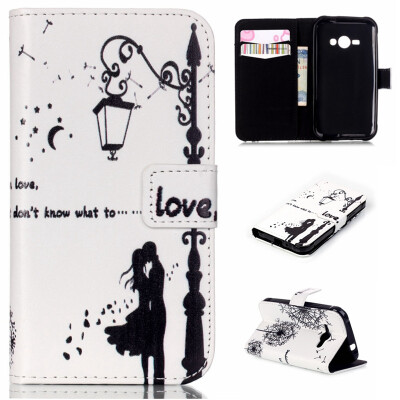 

Lovers and dandelion Design PU Leather Flip Cover Wallet Card Holder Case for SAMSUNG Galaxy J1 Ace