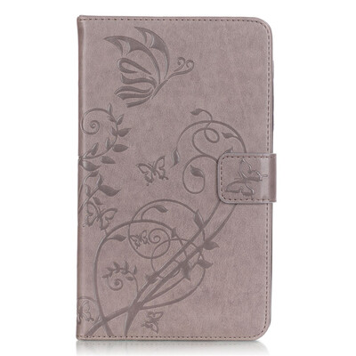 

Gray Flower Design PU Leather Flip Cover Wallet Card Holder Case for SAMSUNG T715