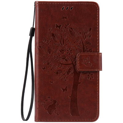 

Brown Tree Design PU Leather Flip Cover Wallet Card Holder Case for WIKO SLIDE 2