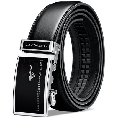 

Seven wolves SEPTWOLVES mens belt business series leather automatic buckle mens belt belt belt 7A01036532LH black gift box
