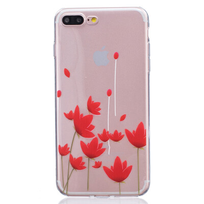 

Red flower Pattern Soft Thin TPU Rubber Silicone Gel Case Cover for IPHON 7 Plus