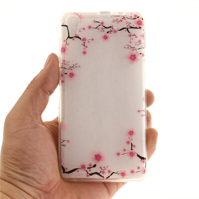 

Up&down plum blossom Pattern Soft Thin TPU Rubber Silicone Gel Case Cover for Lenovo S850