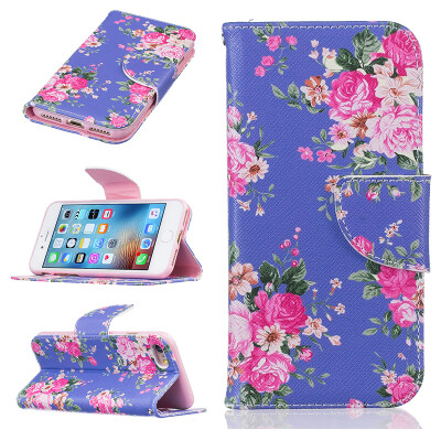 

Purple flowers Design PU Leather Flip Cover Wallet Card Holder Case for IPHONE 6/6S