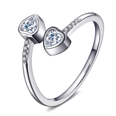 

Katie 925 silver ring female love ring shape opening adjustable