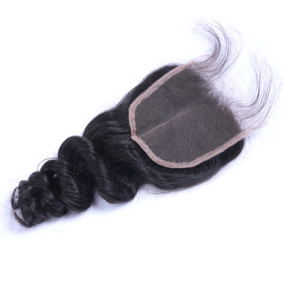 

Favor Loose Wave Lace Closure Unprocessed Human Hair Closure Lightly Bleached Knots 4x4 Base Size