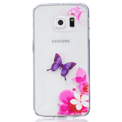 

Pink Butterfly Pattern Soft Thin TPU Rubber Silicone Gel Case Cover for SAMSUNG GALAXY S6 Edge