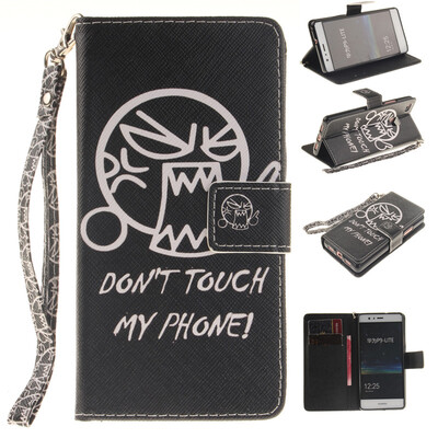 

Do not touch me Design PU Leather Flip Cover Wallet Card Holder Case for HUAWEI P9 Lite