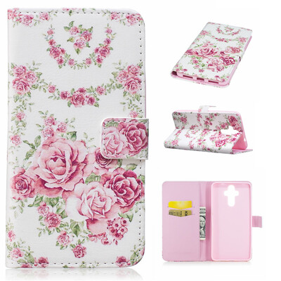 

Розовые розы Дизайн Кожа PU откидная крышка бумажника карты держатель чехол для HUAWEI Mate 9