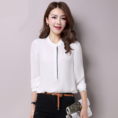 

A pond morning 2017 spring and summer simple long-sleeved shirt female wild fashion loose jacket S62J0001A7M white M