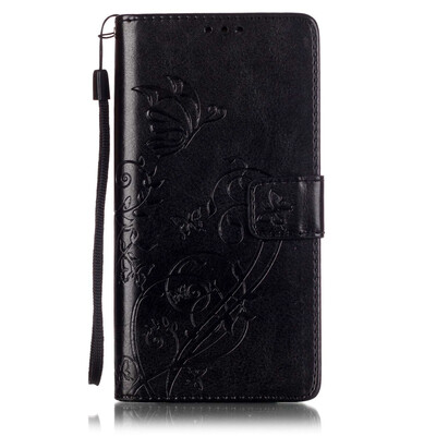 

Black Flower Design PU Leather Flip Cover Wallet Card Holder Case for HUAWEI P9lite