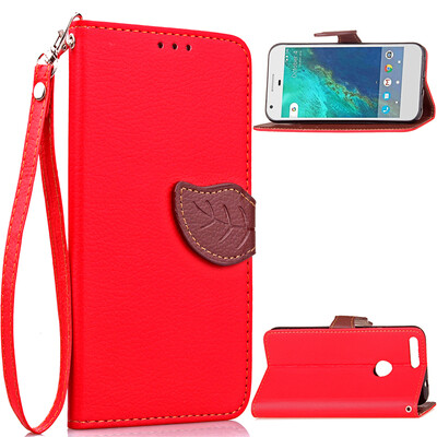 

Red Design PU Leather Flip Cover Wallet Card Holder Case for Google Pixel XL