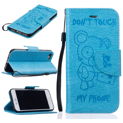 

Light Blue Bear выбитый PU кожаный бумажник чехол Классический откидная крышка с подставкой Функция и слот кредитных карт для Айфо