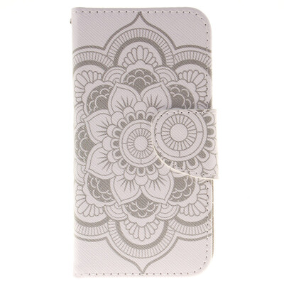 

White flowers Design PU Leather Flip Cover Wallet Card Holder Case for LG K4