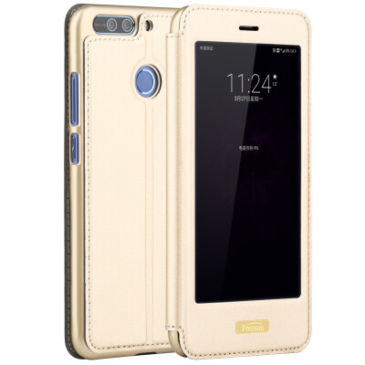 

Freeson Glory V9 Leather Sleeve / Window Sleeping Case / Huawei Glory V9 Phone Case Gold