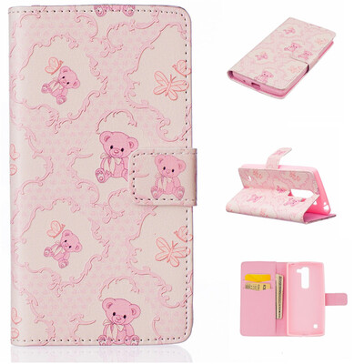 

Little bear Design PU Leather Flip Cover Wallet Card Holder Case for LG Spirit H422