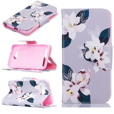 

Gray lily Design PU Leather Flip Cover Wallet Card Holder Case for HUAWEI Y3 II