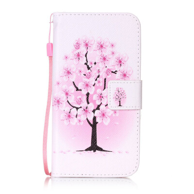 

Peach Blossom Design PU Leather Flip Cover Wallet Card Holder Case for Samsung Galaxy S6 EdgeG9250