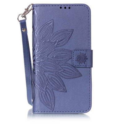 

Blue Flower Design PU Leather Flip Cover Wallet Card Holder Case for LG LS775