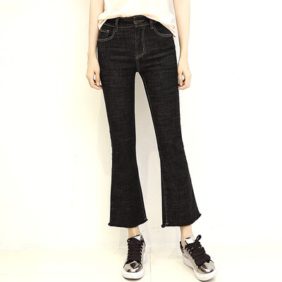 

KuoyiHouse 915 2017 new jeans women&39s hair slightly micro-nine pants high waist Slim was thin wild hooded black 26