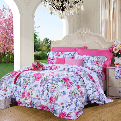 

FUANNA FUANNA Home Textiles Bedding Set 60 sets of satin Tencel bed four sets of bed sheets quilt beautiful picturesque 18 m bed for 230 229cm powder