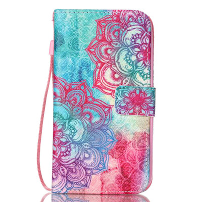 

Colorful Flowers Design PU Leather Flip Cover Wallet Card Holder Case for LG K10