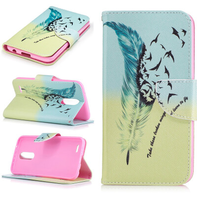 

Feathers and birds Design PU Leather Flip Cover Wallet Card Holder Case for LG K10 2017