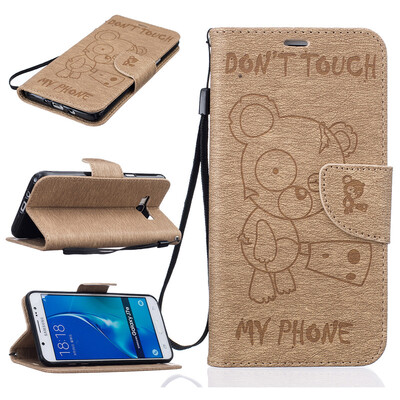 

Golden Bear Embossed PU Leather Wallet Case Classic Flip Cover with Stand Function and Credit Card Slot for Samsung Galaxy J7 2016