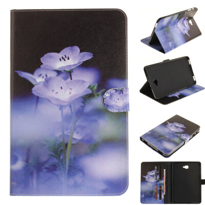 

Blue flower Style Embossing Classic Flip Cover with Stand Function and Credit Card Slot for SAMSUNG GALAXY Tab A 10.1 T580N