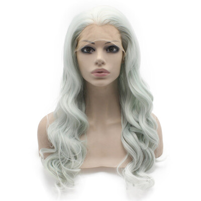 

Long Wavy Hand Tied Light Blue Lace Front Cosplay Party Wig