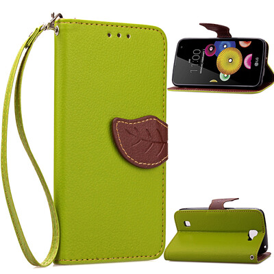 

Green Design PU Leather Flip Cover Wallet Card Holder Case for LG K4