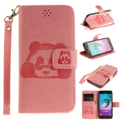 

Pink Panda Style Embossing Classic Flip Cover with Stand Function and Credit Card Slot for SAMSUNG GALAXY J3 2016/J310