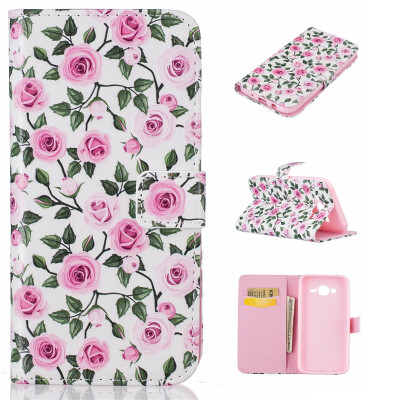 

Green leaf and flower Design PU Leather Flip Cover Wallet Card Holder Case for SAMSUNG Galaxy J5