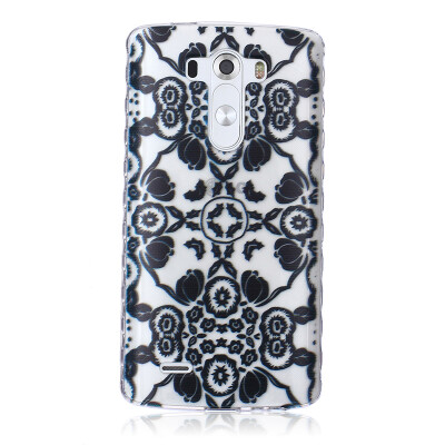 

Black flowers Pattern Soft Thin TPU Rubber Silicone Gel Case Cover for LG G3