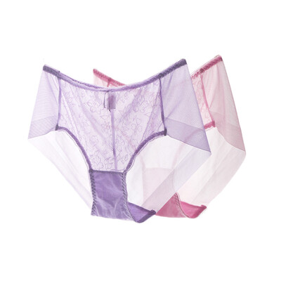 

Playboy 3923 Seamless Women&39s Underwear Female Triangle Underwear Transparent Waist Bows Sexy Lace Underwear Lace Purple Pink 2pcs L