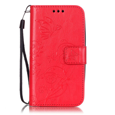 

Red Flower Design PU Leather Flip Cover Wallet Card Holder Case for MOTO E2