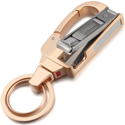 

JOBON Zhongbang hidden nail scissors nail file double key chain waist picking multi-function key ring car key chain ring chain ZB-8736G rose gold