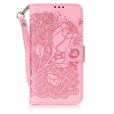 

Pink Rose Design PU Leather Flip Cover Wallet Card Holder Case for SAMSUNG S7